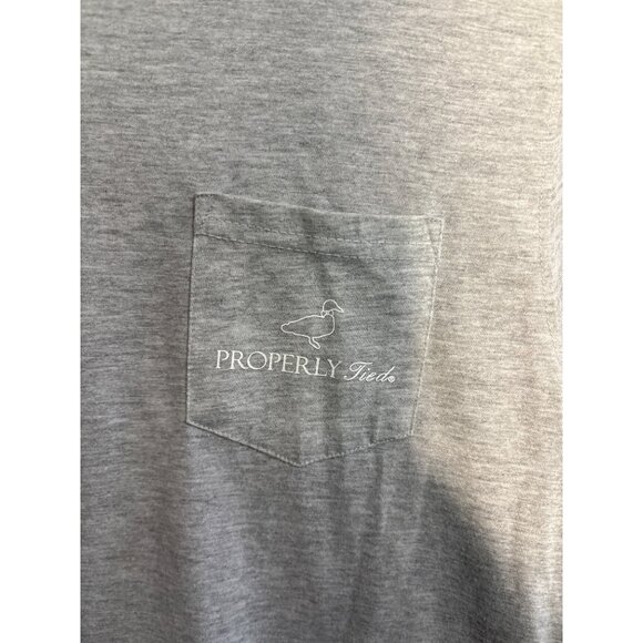 Properly Tied Youth Long Sleeve Auburn Graphic Pocket Tee YL (14-16) Gray 100% P - Picture 2 of 5